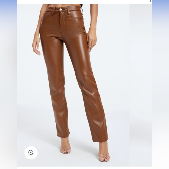 Good American Better Than Leather Faux Good Icon Pants Burnt Caramel 6 / 28 - Picture 2 of 11